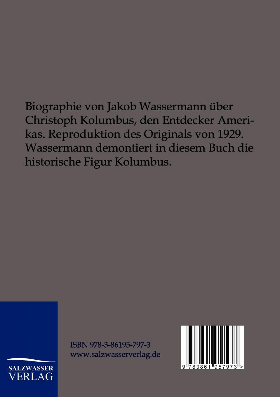 Rückseitencover Christoph Columbus - der Don Quichote des Ozeans