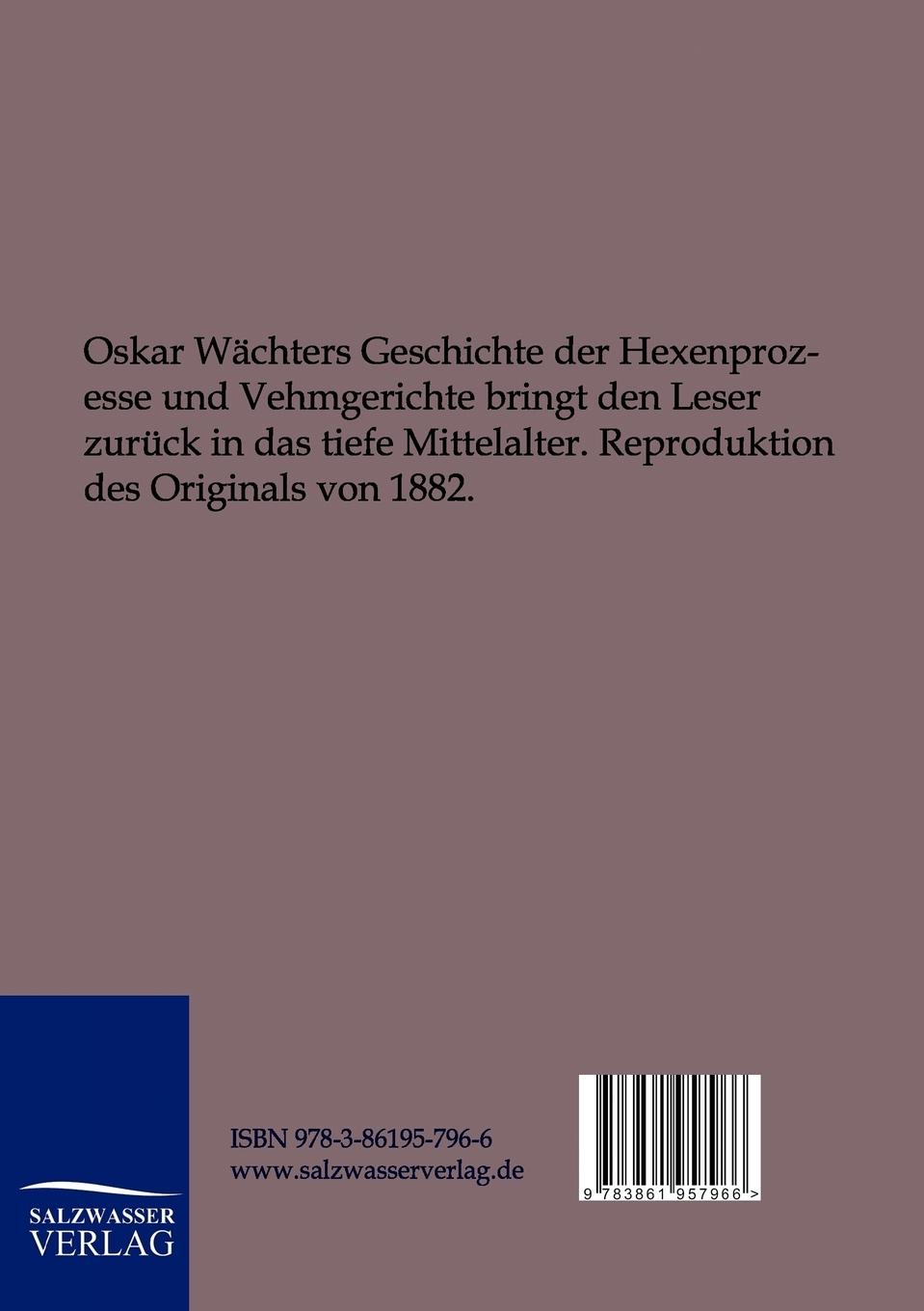 Rückseitencover Vehmgerichte und Hexenprozesse in Deutschland