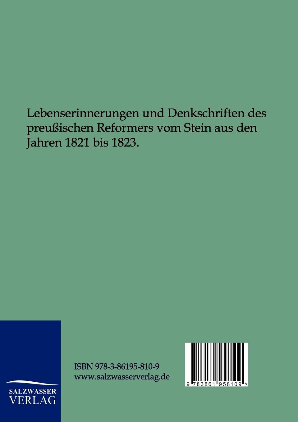 Rückseitencover Lebenserinnerungen und Denkschriften