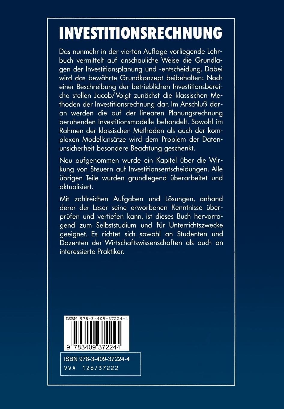 Rückseitencover Investitionsrechnung