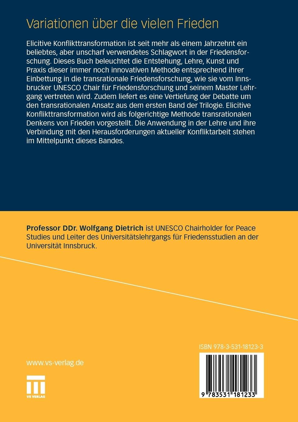 Rückseitencover Variationen über die vielen Frieden