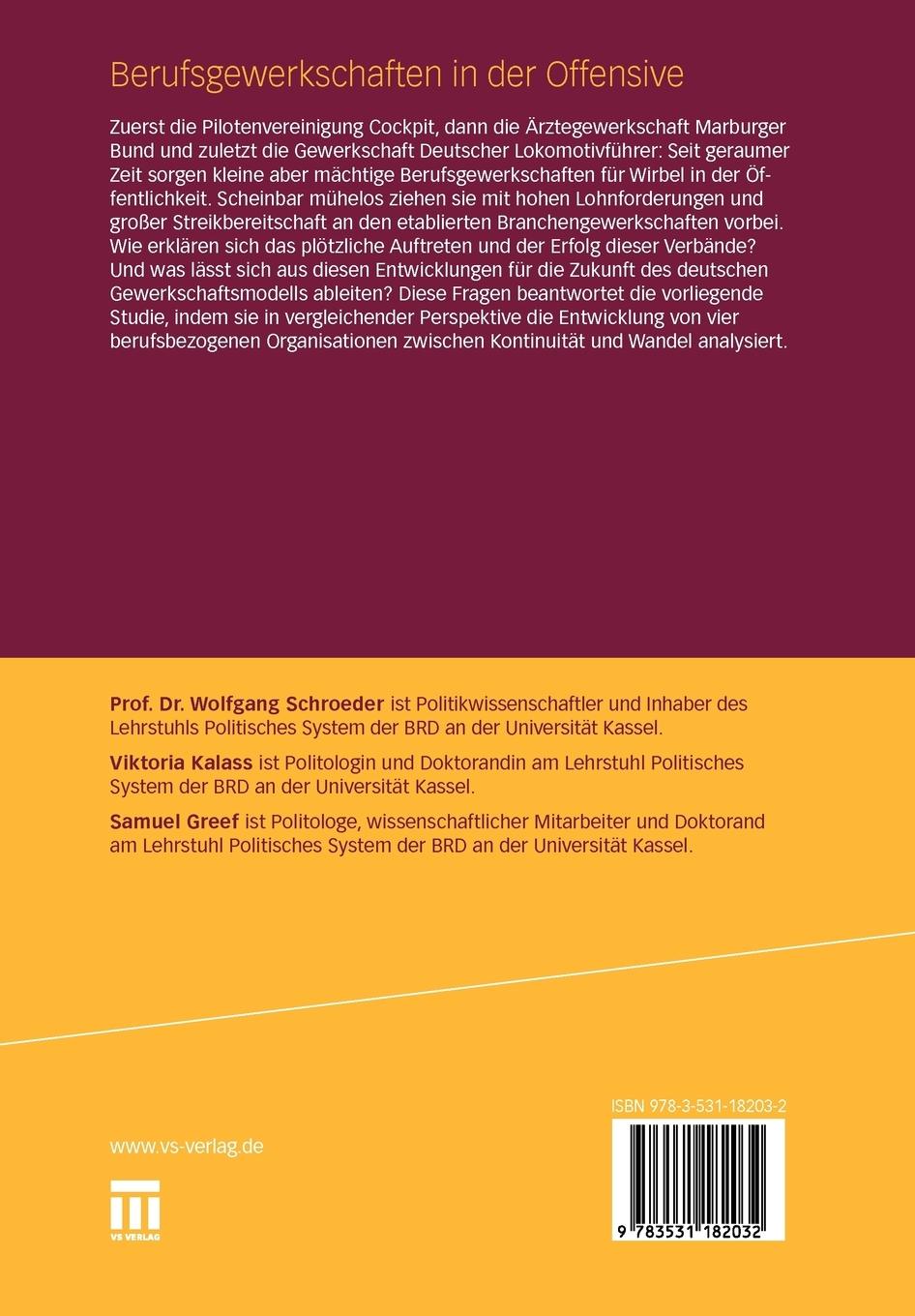 Rückseitencover Berufsgewerkschaften in der Offensive