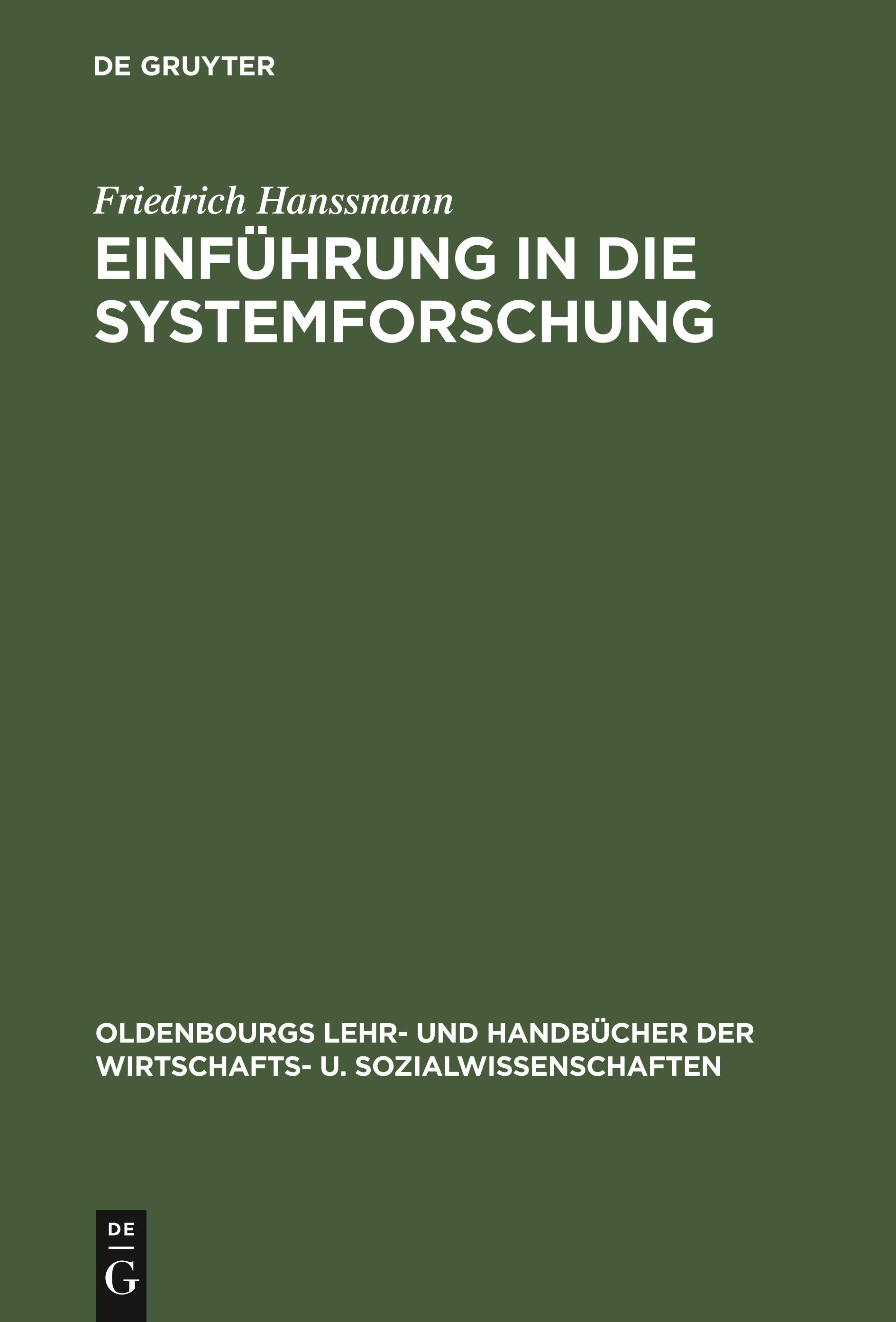 Vorderes Coverbild Einführung in die Systemforschung