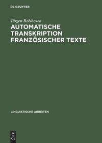 Vorderes Coverbild Automatische Transkription französischer Texte