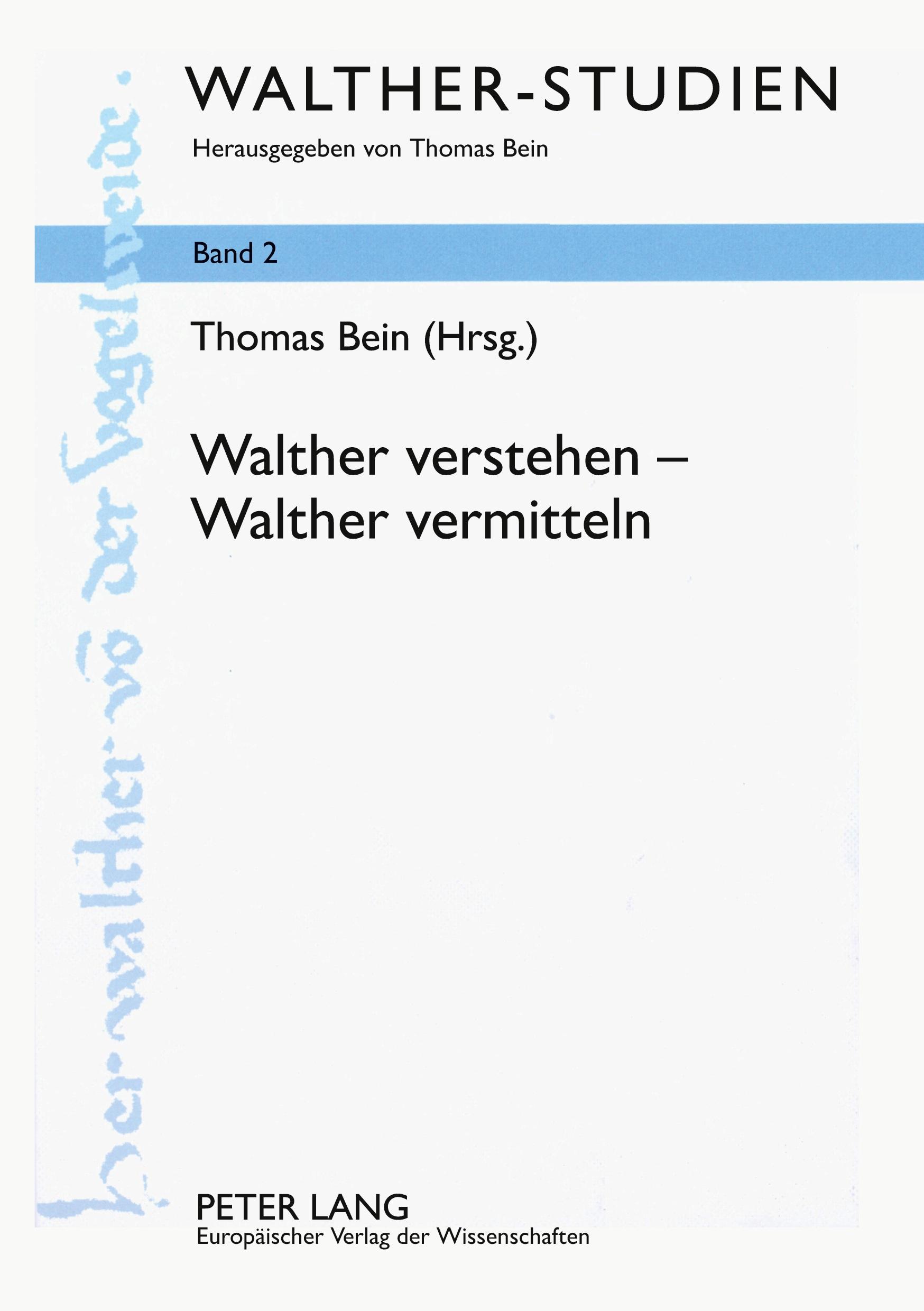 Vorderes Coverbild Walther verstehen - Walther vermitteln
