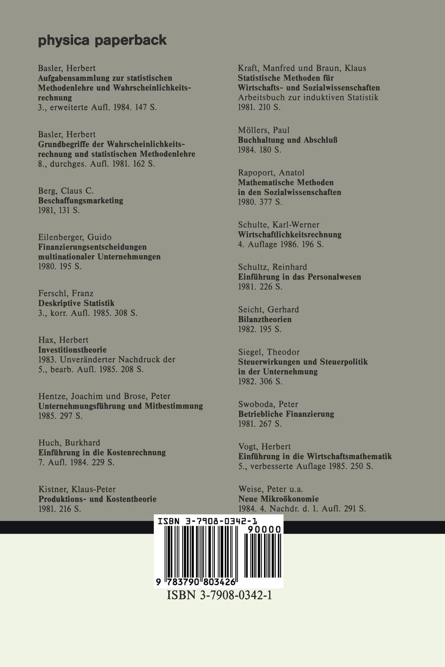 Rückseitencover Wirtschaftlichkeitsrechnung