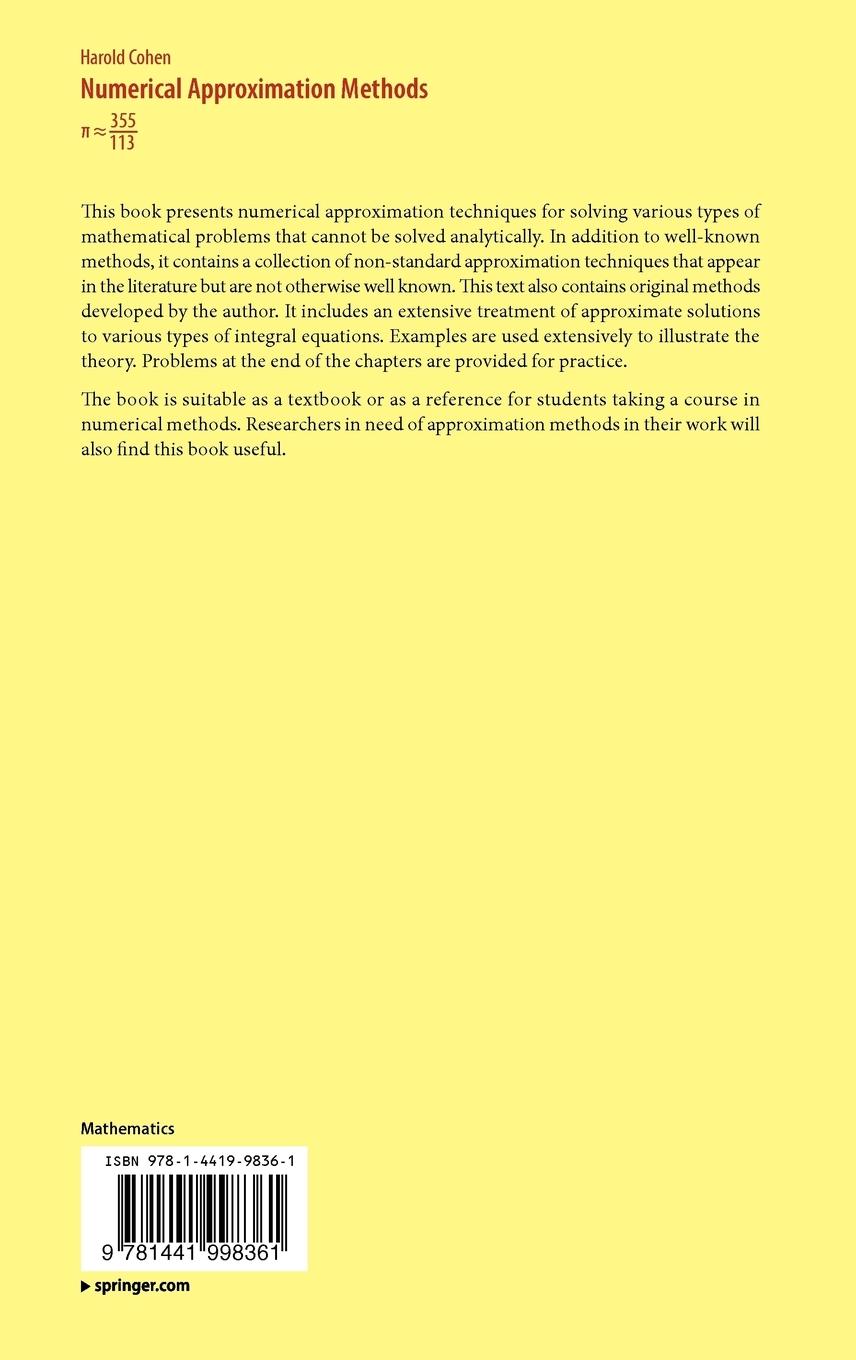 Rückseitencover Numerical Approximation Methods