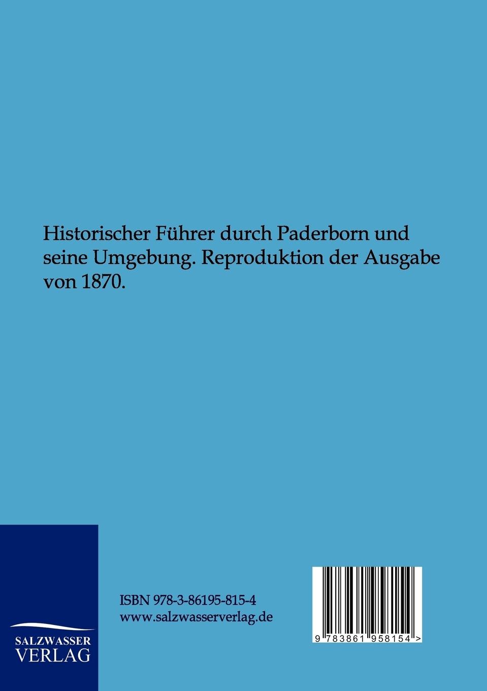 Rückseitencover Führer durch Paderborn und seine Umgebung