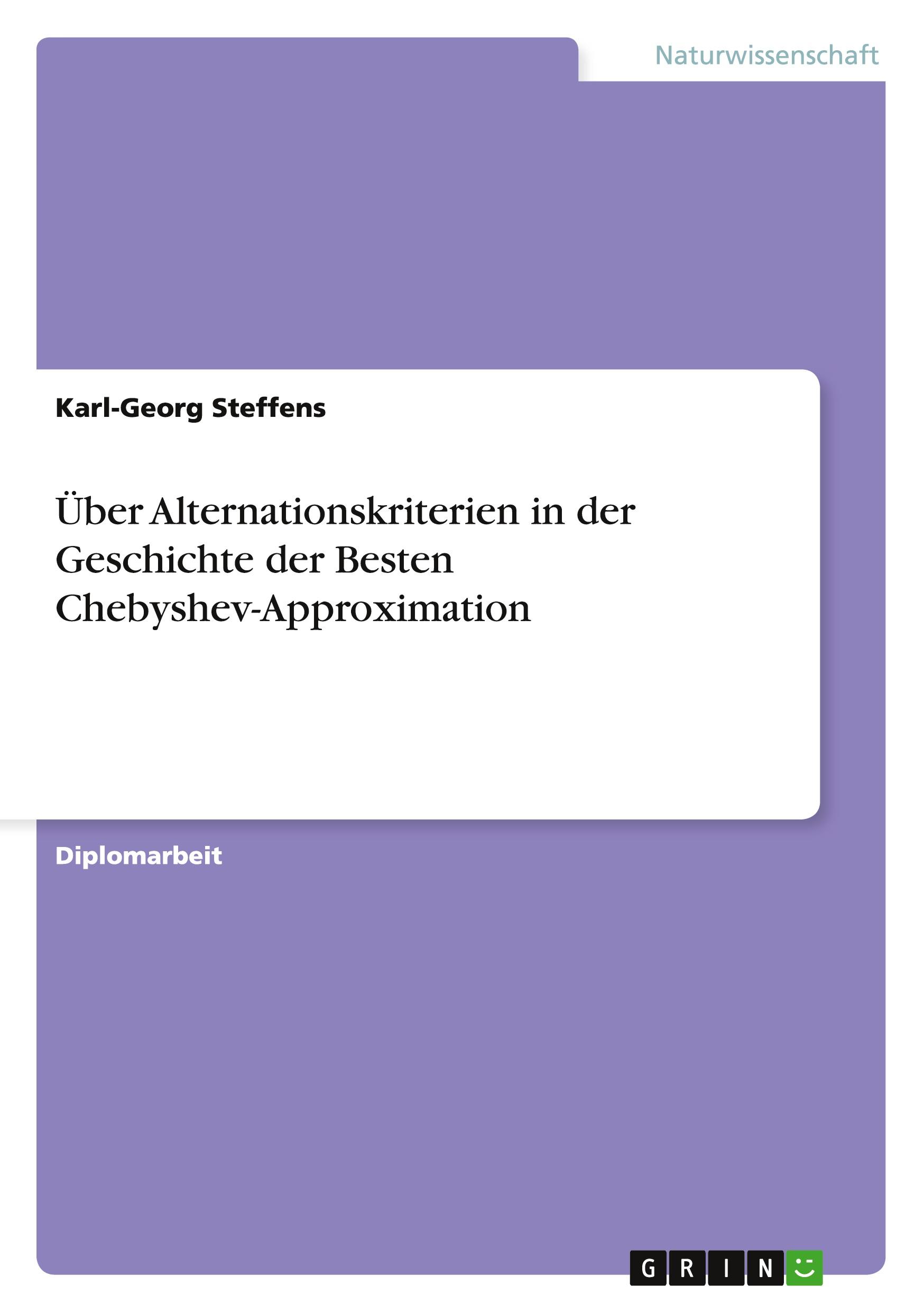 Vorderes Coverbild Über Alternationskriterien in der Geschichte der Besten Chebyshev-Approximation