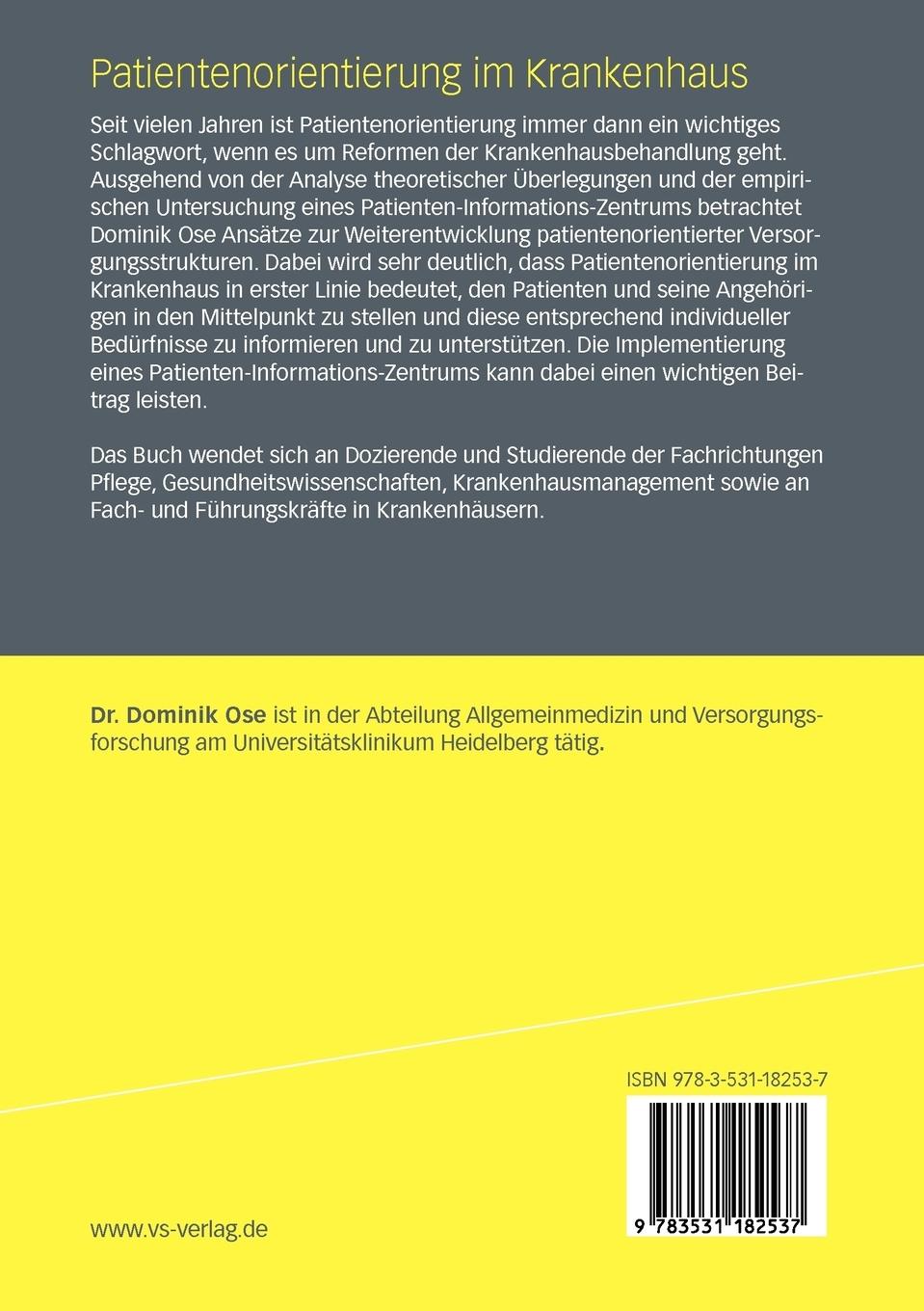 Rückseitencover Patientenorientierung im Krankenhaus