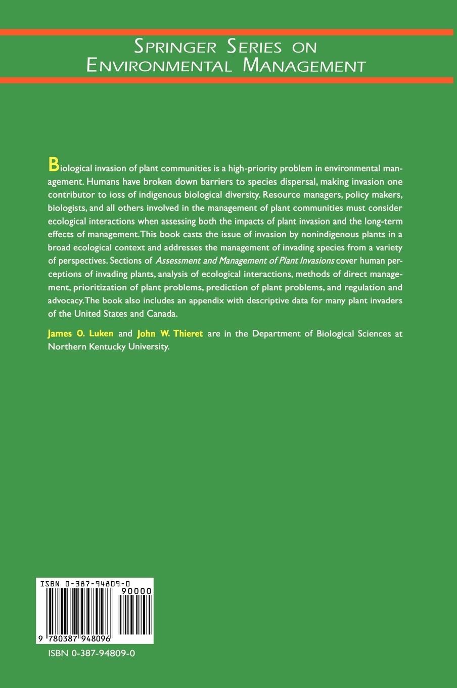 Rückseitencover Assessment and Management of Plant Invasions
