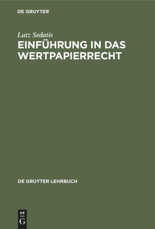 Vorderes Coverbild Einführung in das Wertpapierrecht