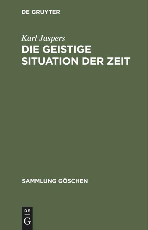 Vorderes Coverbild Die geistige Situation der Zeit