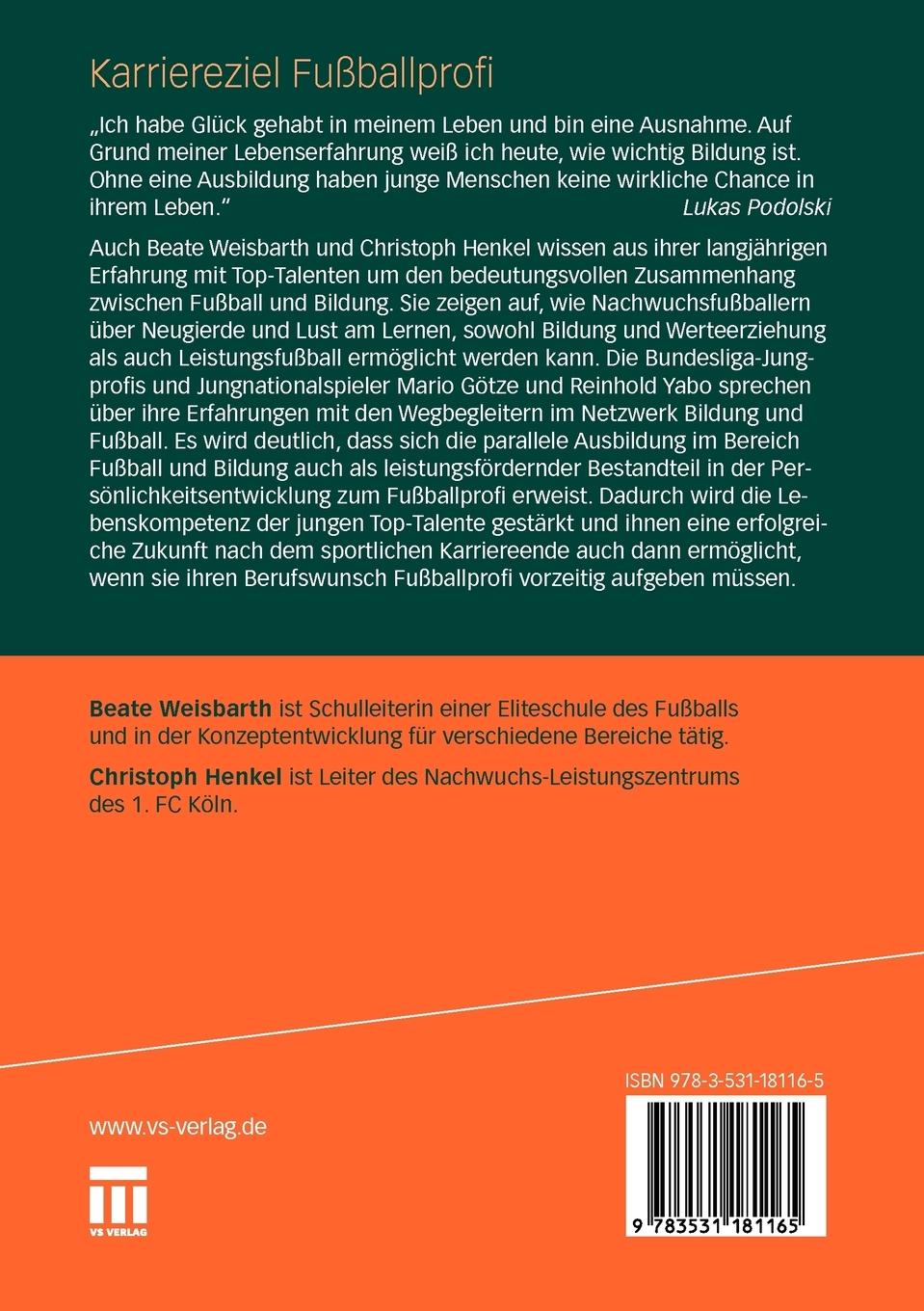 Rückseitencover Karriereziel Fußballprofi