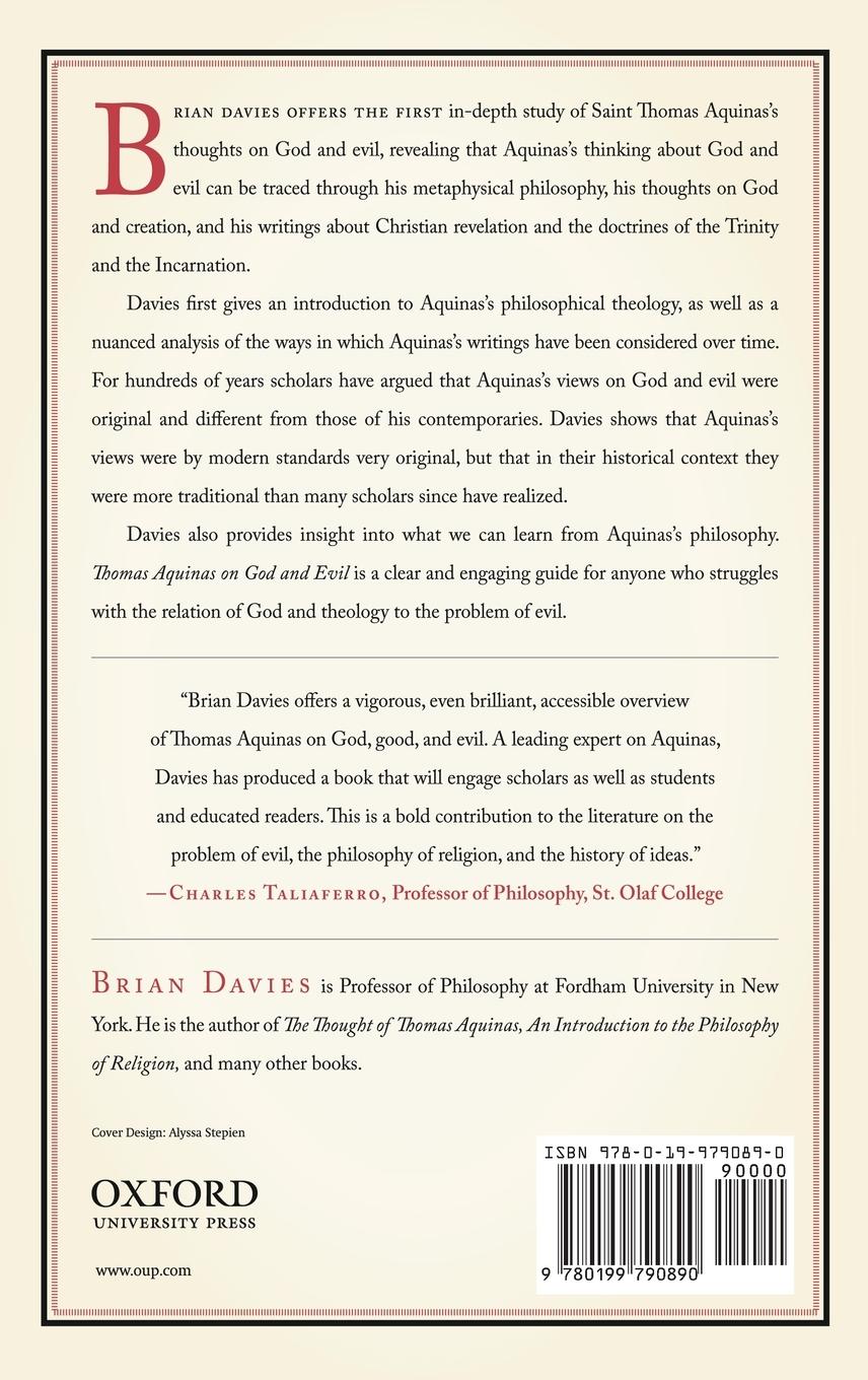 Rückseitencover Thomas Aquinas on God and Evil