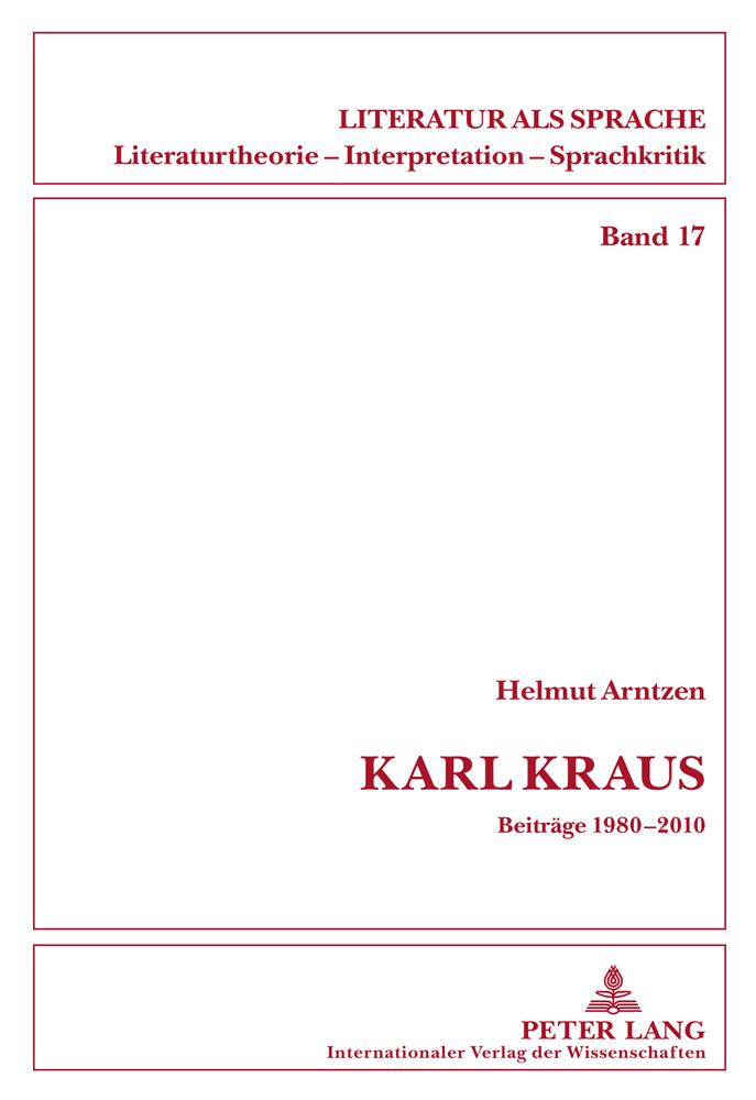 Vorderes Coverbild Karl Kraus