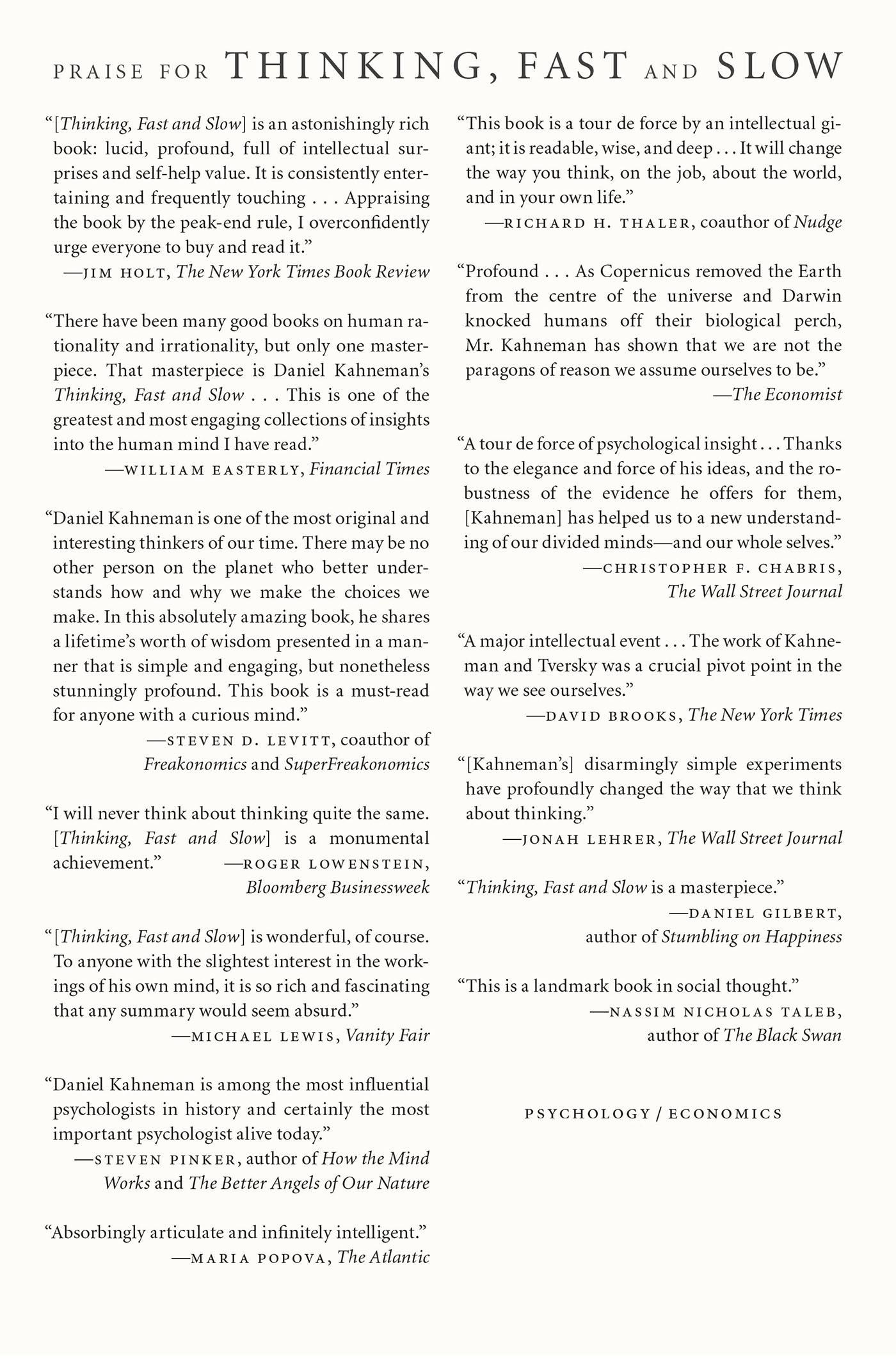 Rückseitencover Thinking, Fast and Slow