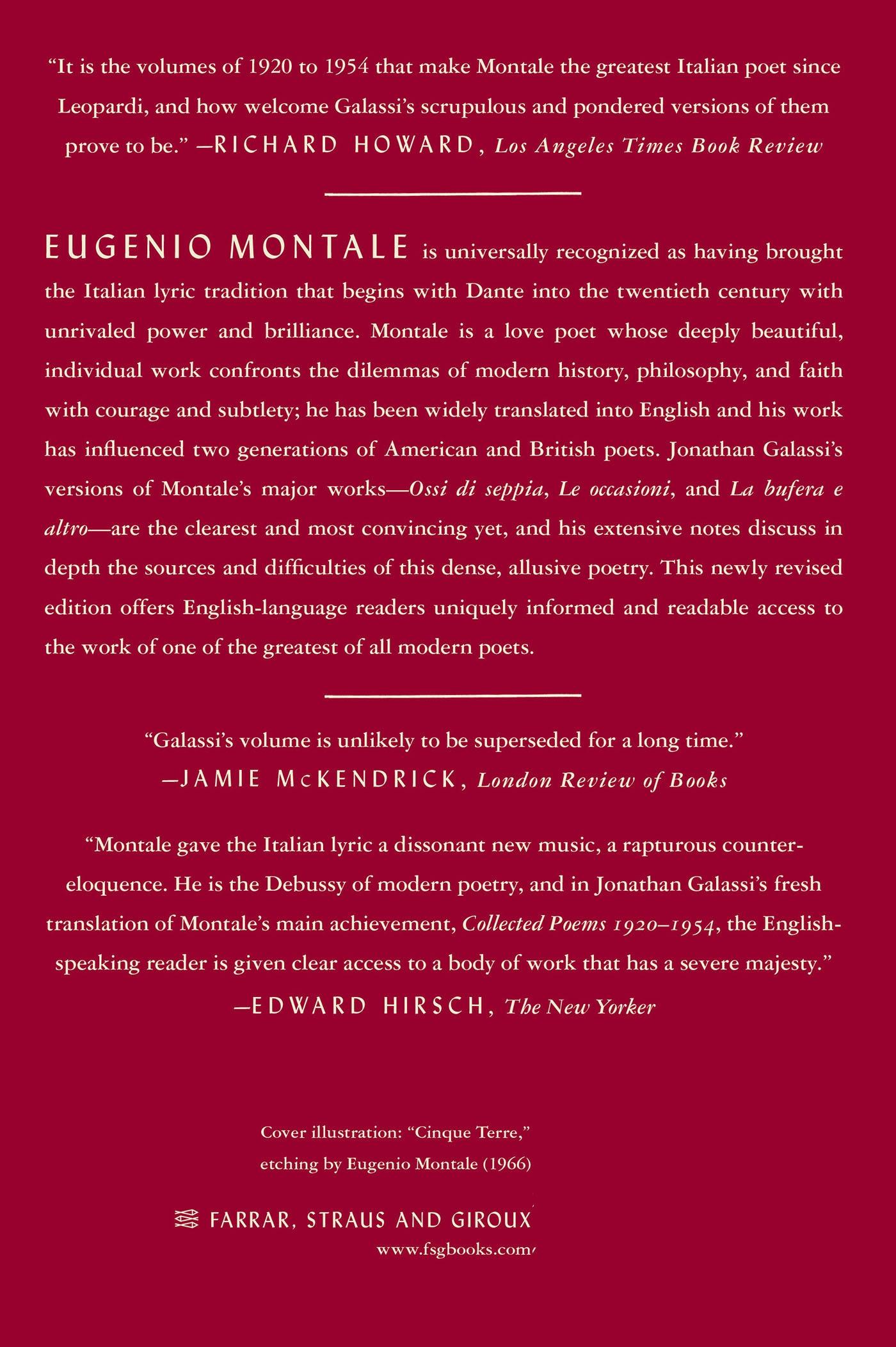 Rückseitencover Collected Poems, 1920-1954