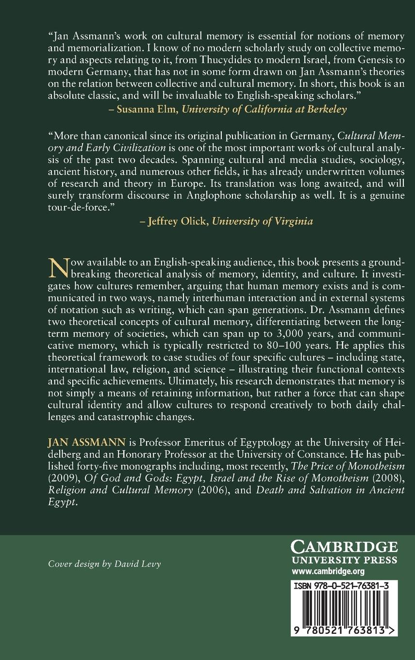 Rückseitencover Cultural Memory and Early Civilization