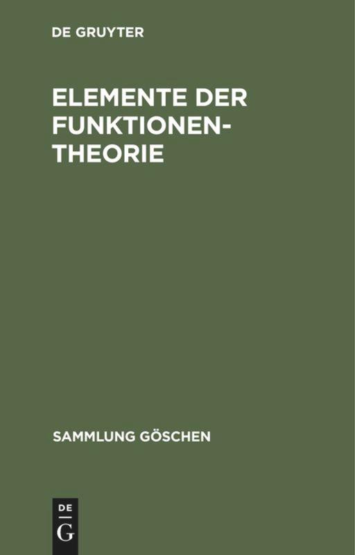 Vorderes Coverbild Elemente der Funktionentheorie