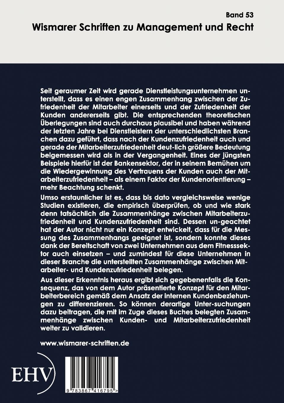 Rückseitencover Auswirkungen der Mitarbeiterzufriedenheit auf die Kundenzufriedenheit im Dienstleistungssektor