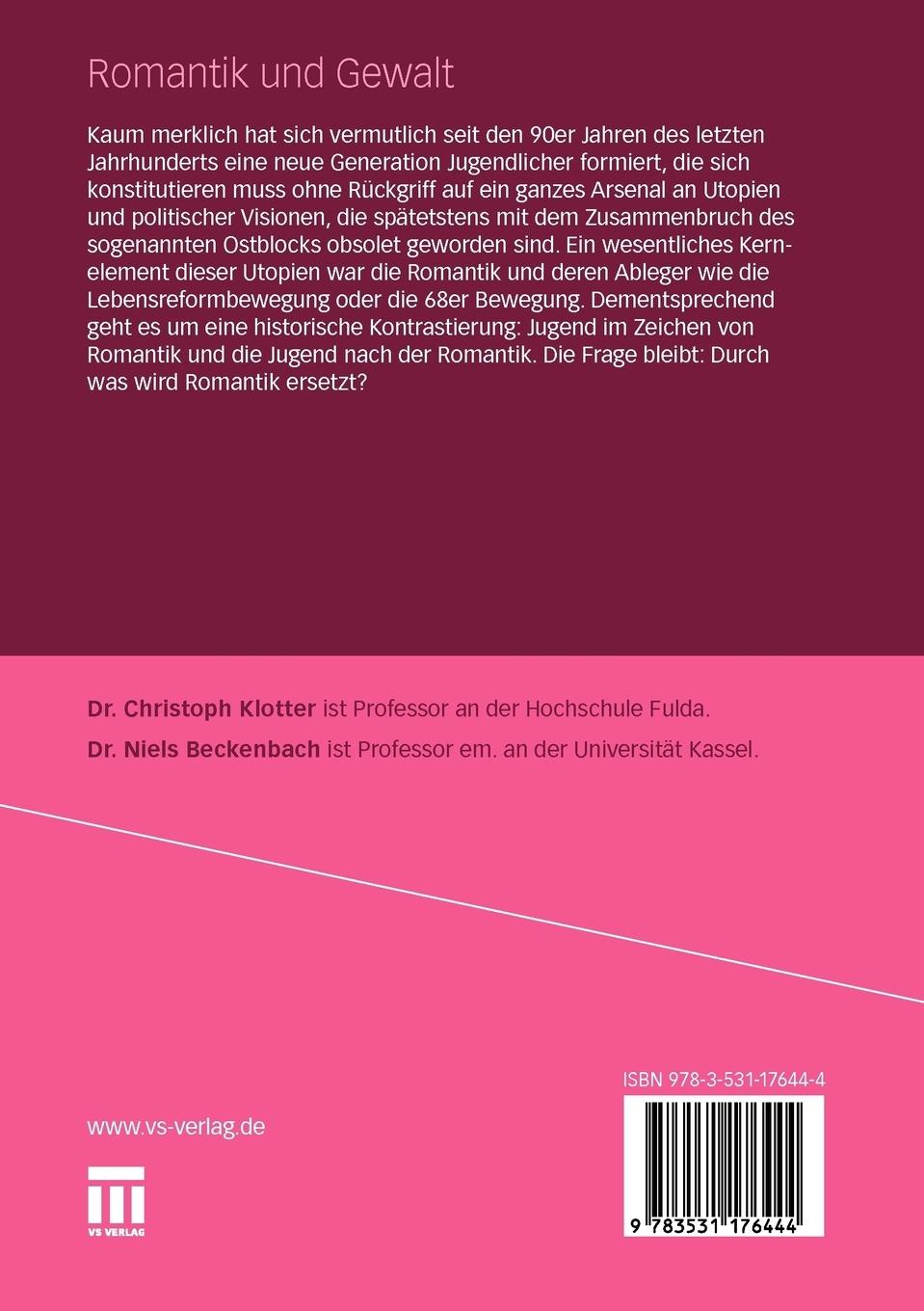 Rückseitencover Romantik und Gewalt