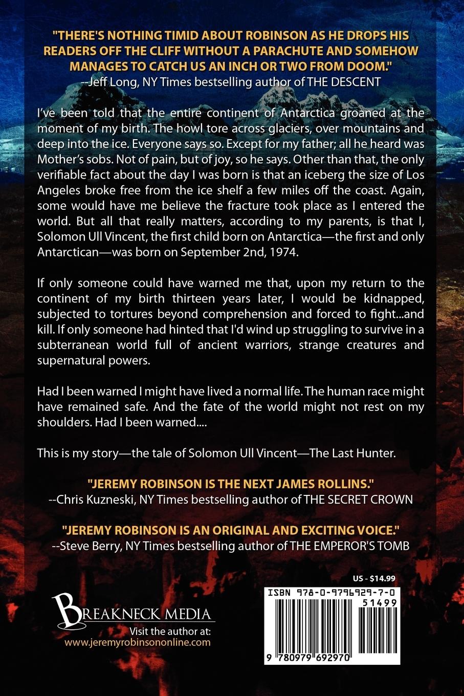 Rückseitencover The Last Hunter - Descent (Book 1 of the Antarktos Saga)