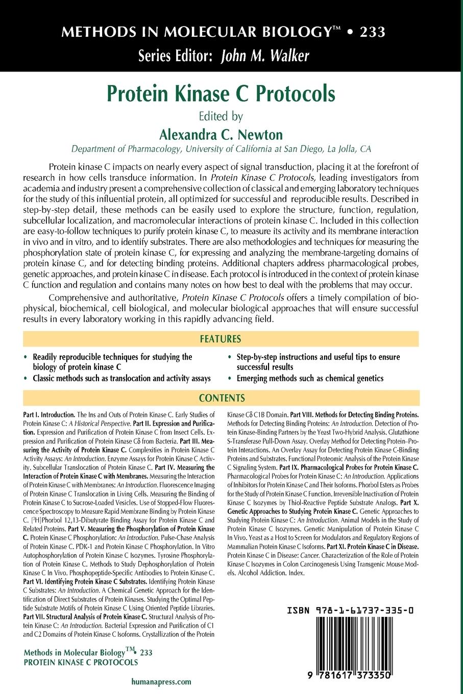 Rückseitencover Protein Kinase C Protocols