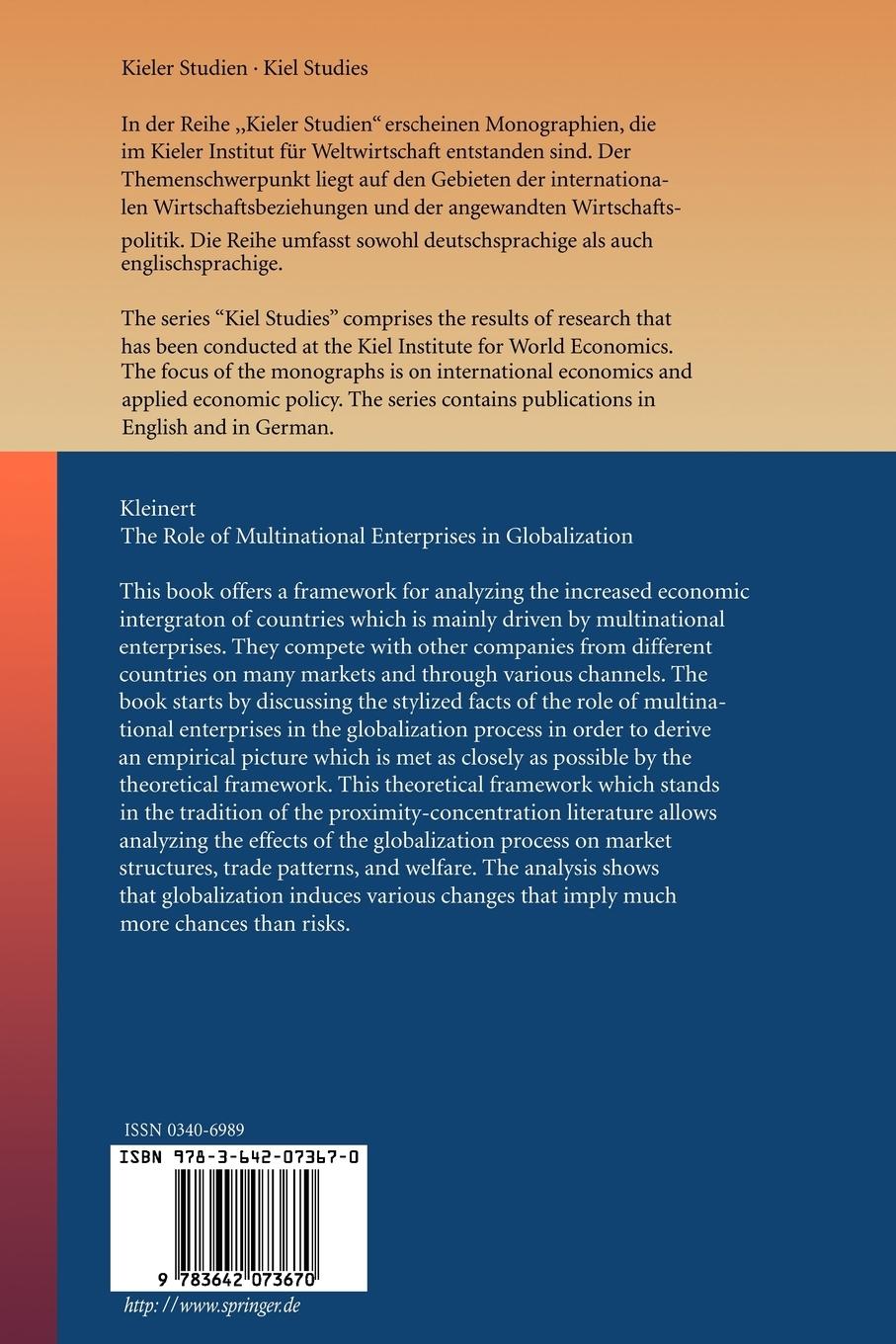 Rückseitencover The Role of Multinational Enterprises in Globalization