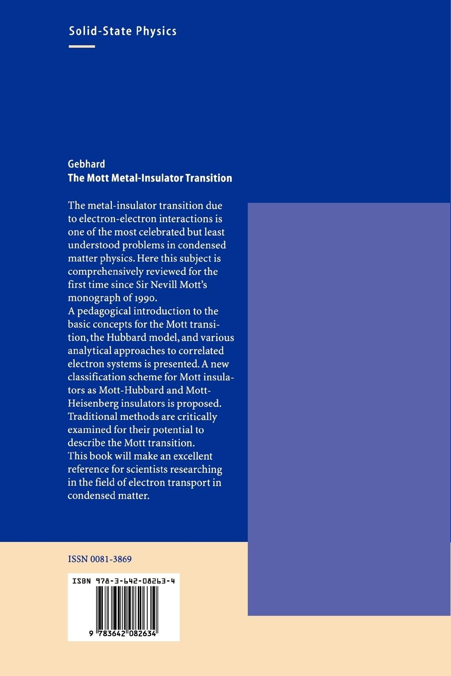 Rückseitencover The Mott Metal-Insulator Transition