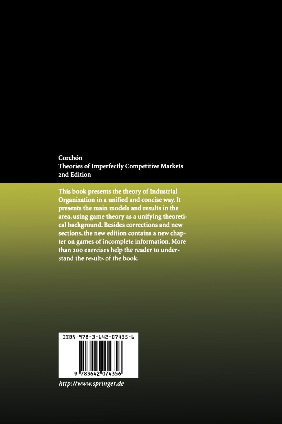 Rückseitencover Theories of Imperfectly Competitive Markets