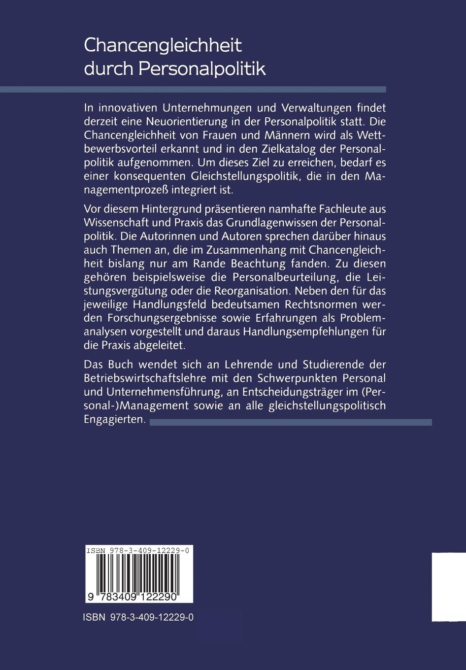 Rückseitencover Chancengleichheit durch Personalpolitik