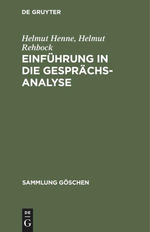 Vorderes Coverbild Einführung in die Gesprächsanalyse