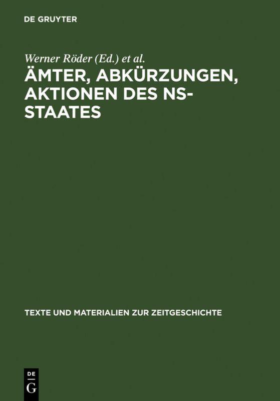 Vorderes Coverbild Ämter, Abkürzungen, Aktionen des NS-Staates