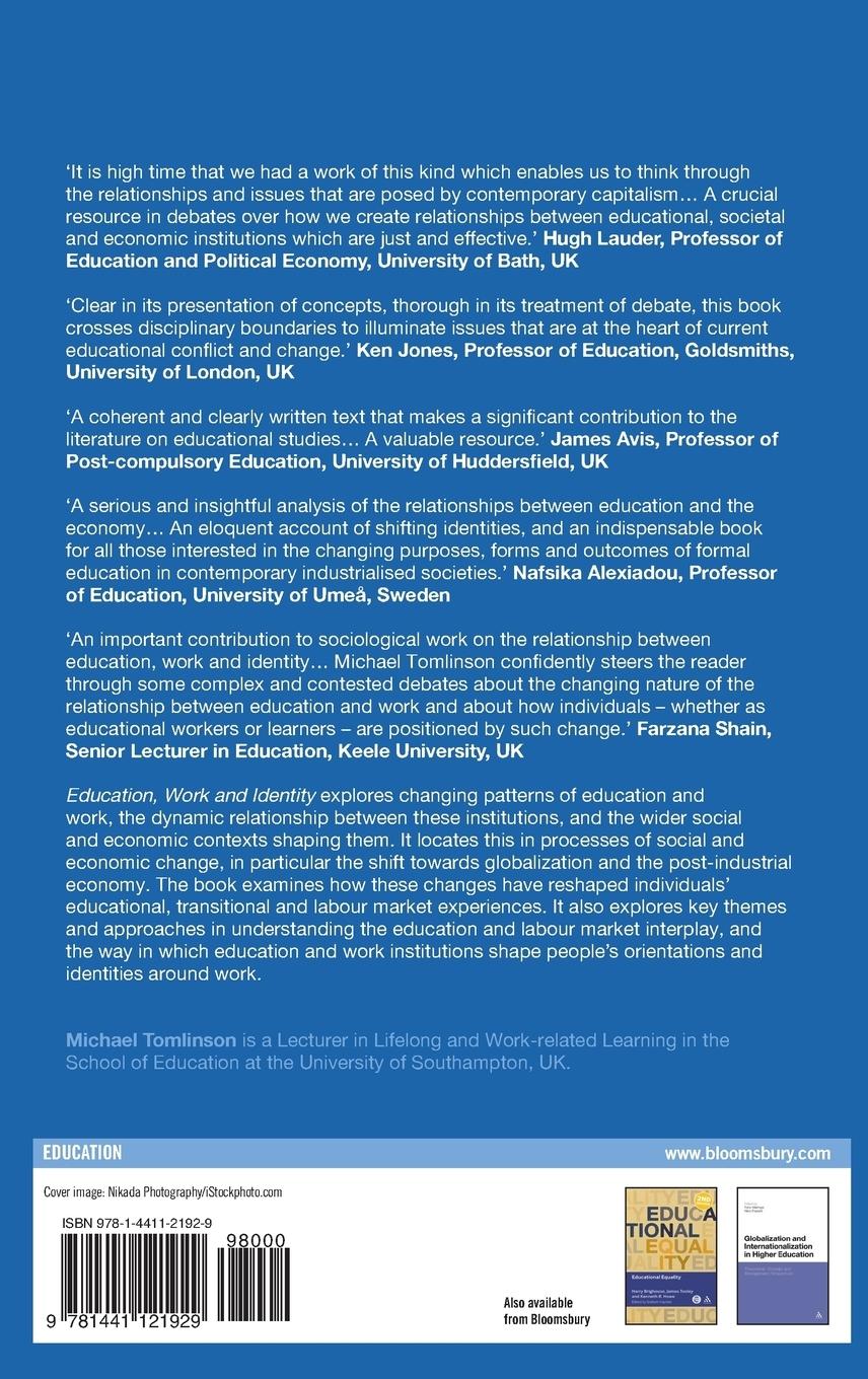 Rückseitencover Education, Work and Identity