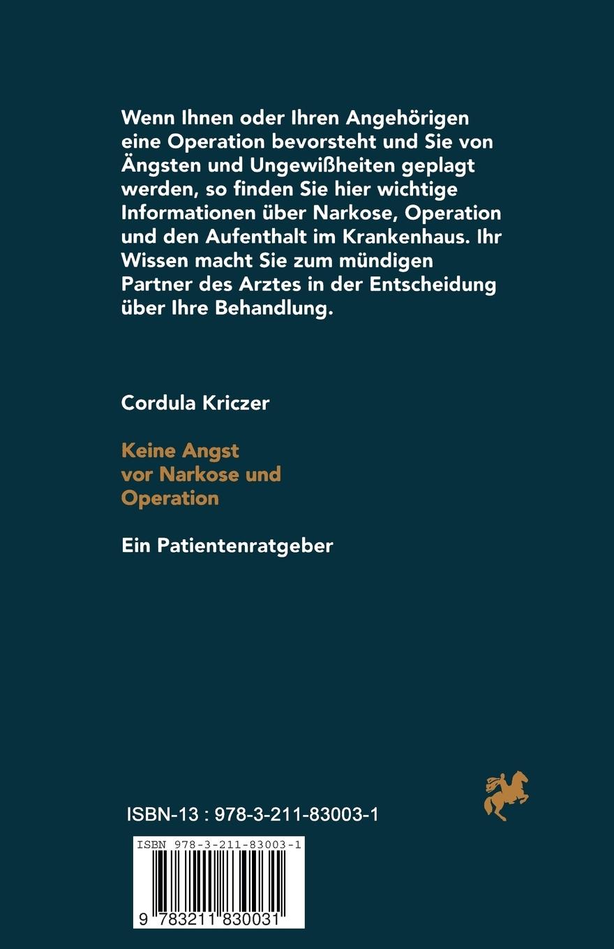 Rückseitencover Keine Angst vor Narkose und Operation