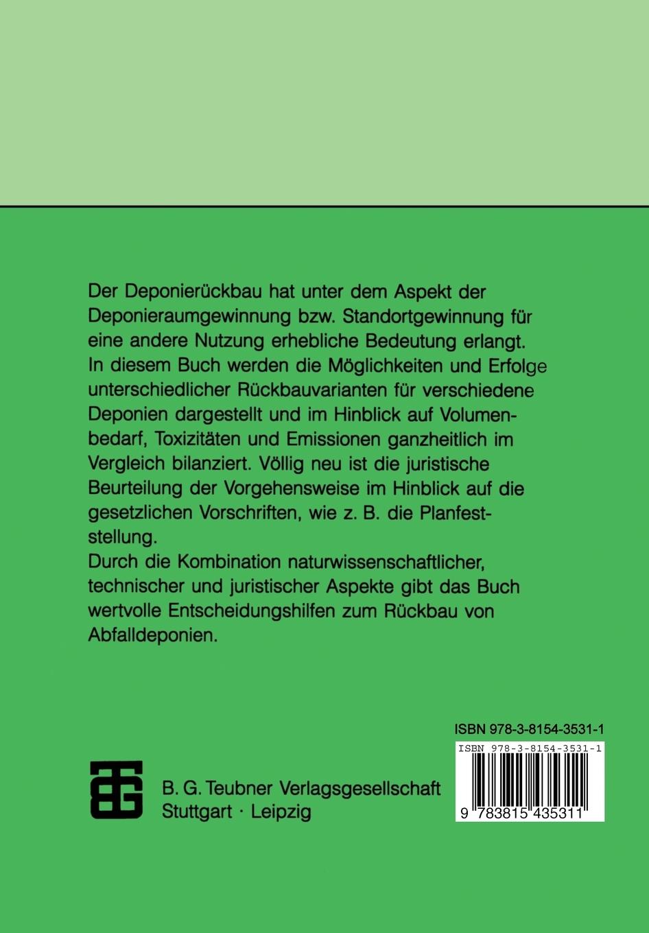 Rückseitencover Rückbau von Siedlungsabfalldeponien
