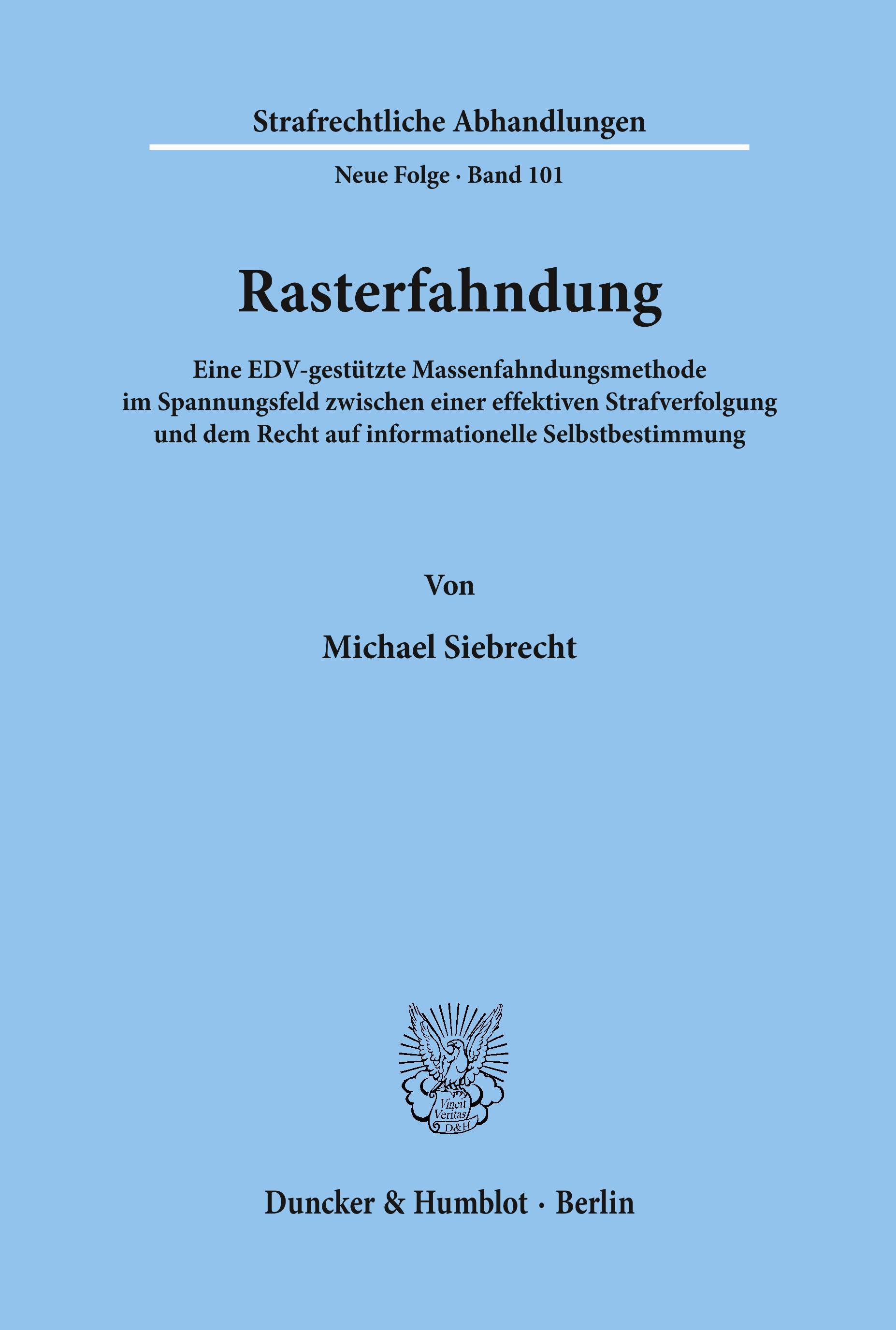Vorderes Coverbild Rasterfahndung.