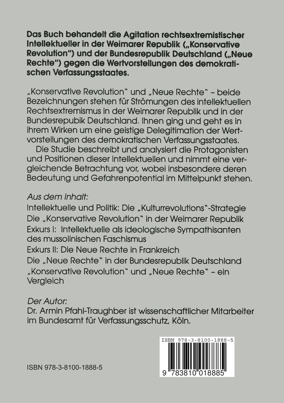 Rückseitencover Konservative Revolution und Neue Rechte