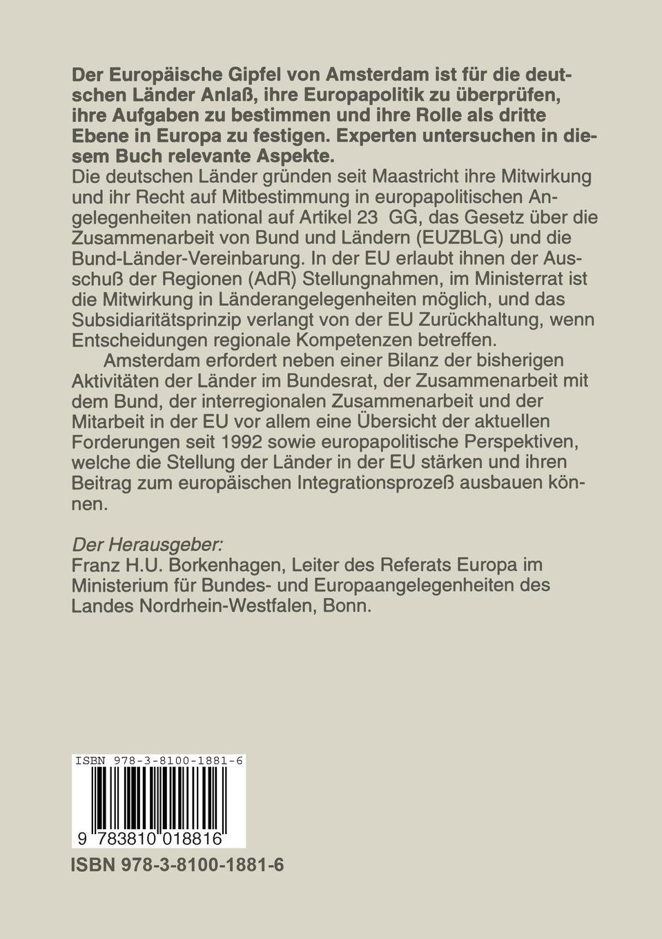 Rückseitencover Europapolitik der deutschen Länder