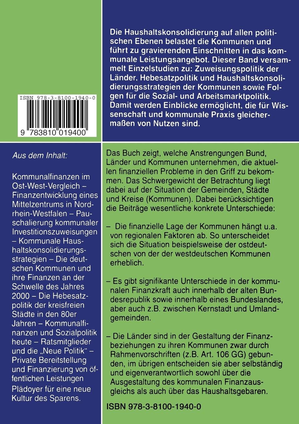 Rückseitencover Kommunalfinanzen im Umbruch