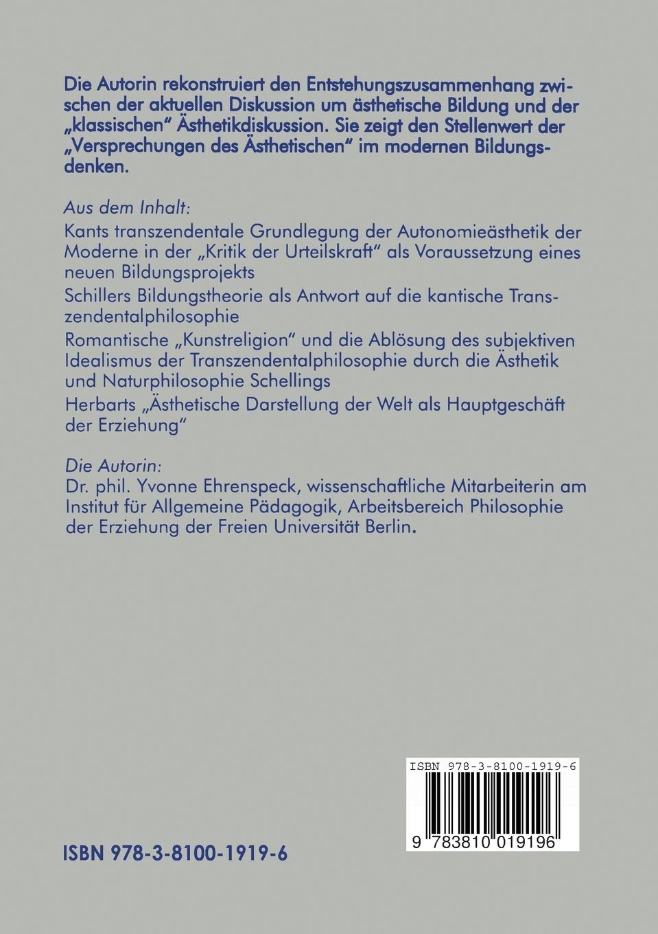 Rückseitencover Versprechungen des Ästhetischen