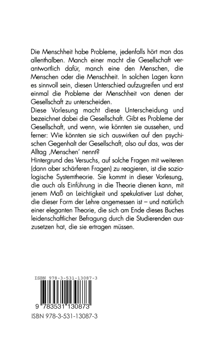 Rückseitencover Das seltsame Problem der Weltgesellschaft