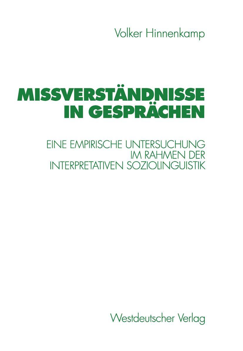Vorderes Coverbild Mißverständnisse in Gesprächen