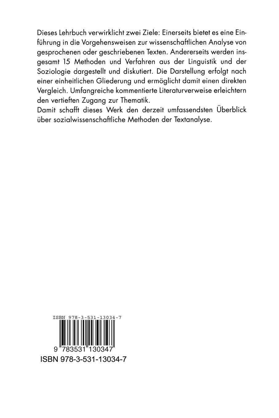 Rückseitencover Methoden der Textanalyse
