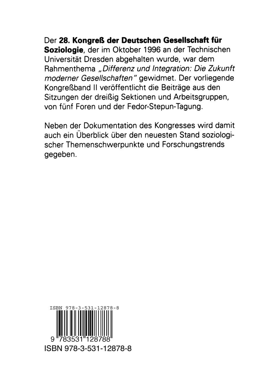 Rückseitencover Differenz und Integration: Die Zukunft moderner Gesellschaften