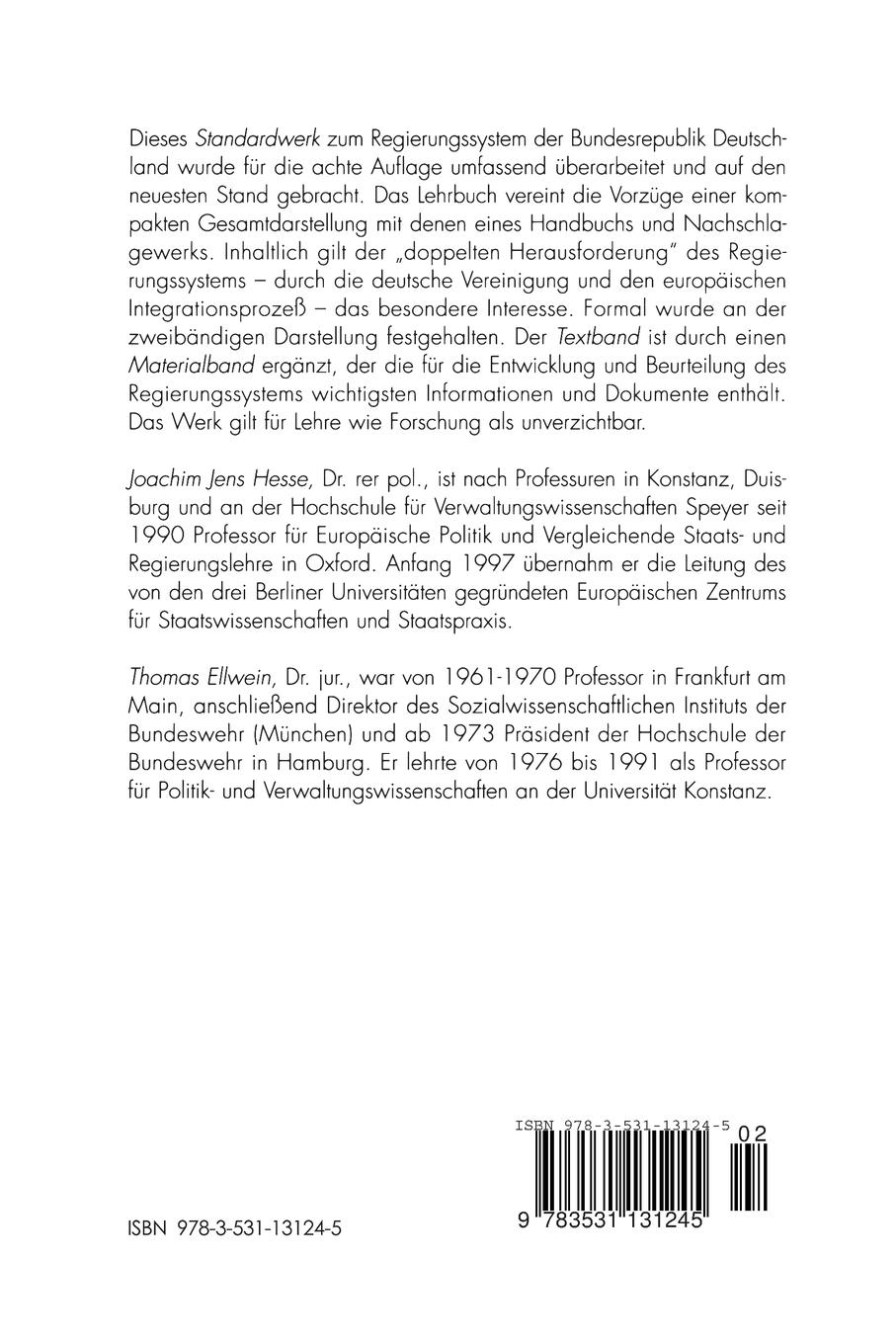 Rückseitencover Das Regierungssystem der Bundesrepublik Deutschland