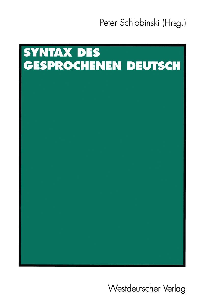 Vorderes Coverbild Syntax des gesprochenen Deutsch