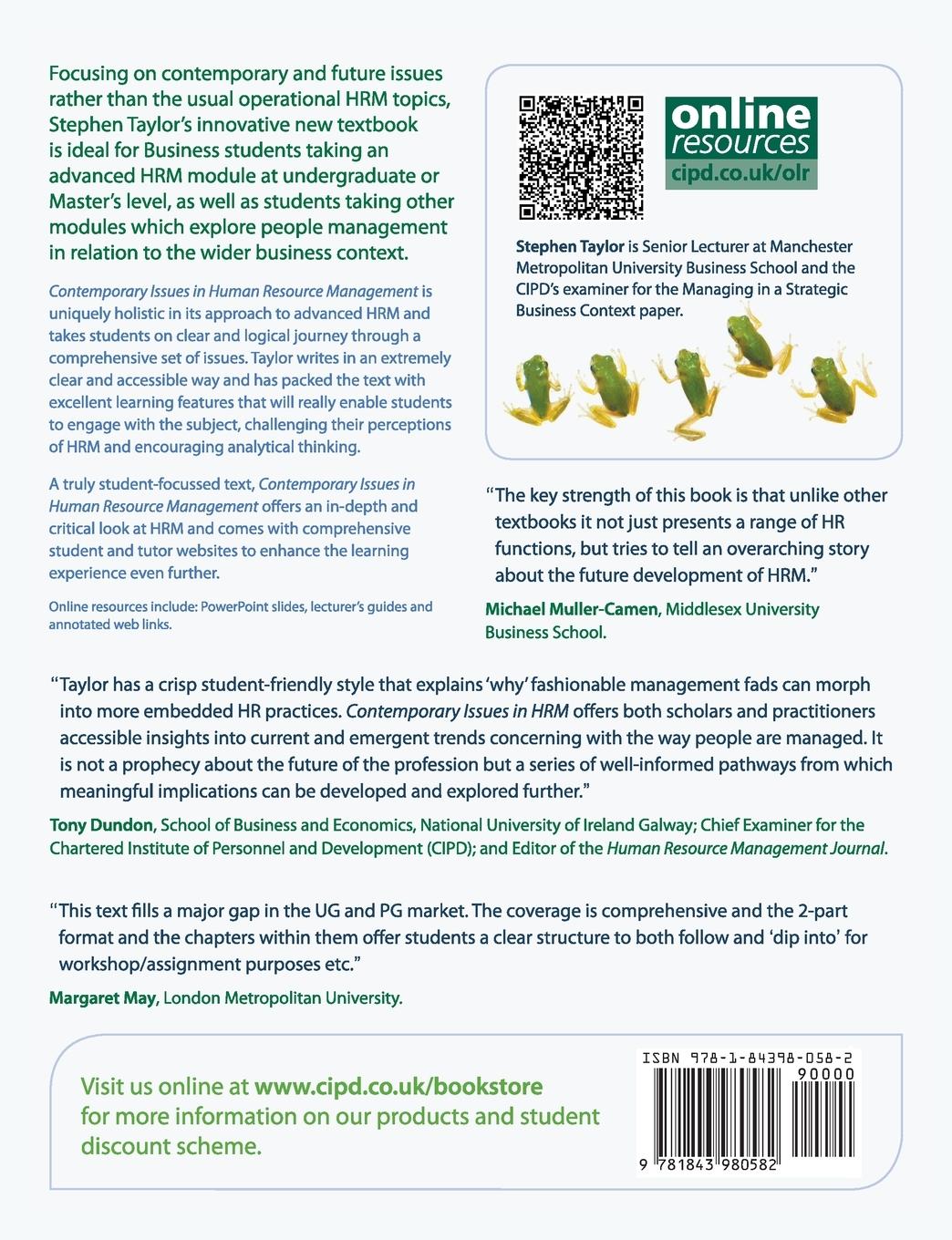 Rückseitencover Contemporary Issues in Human Resource Management