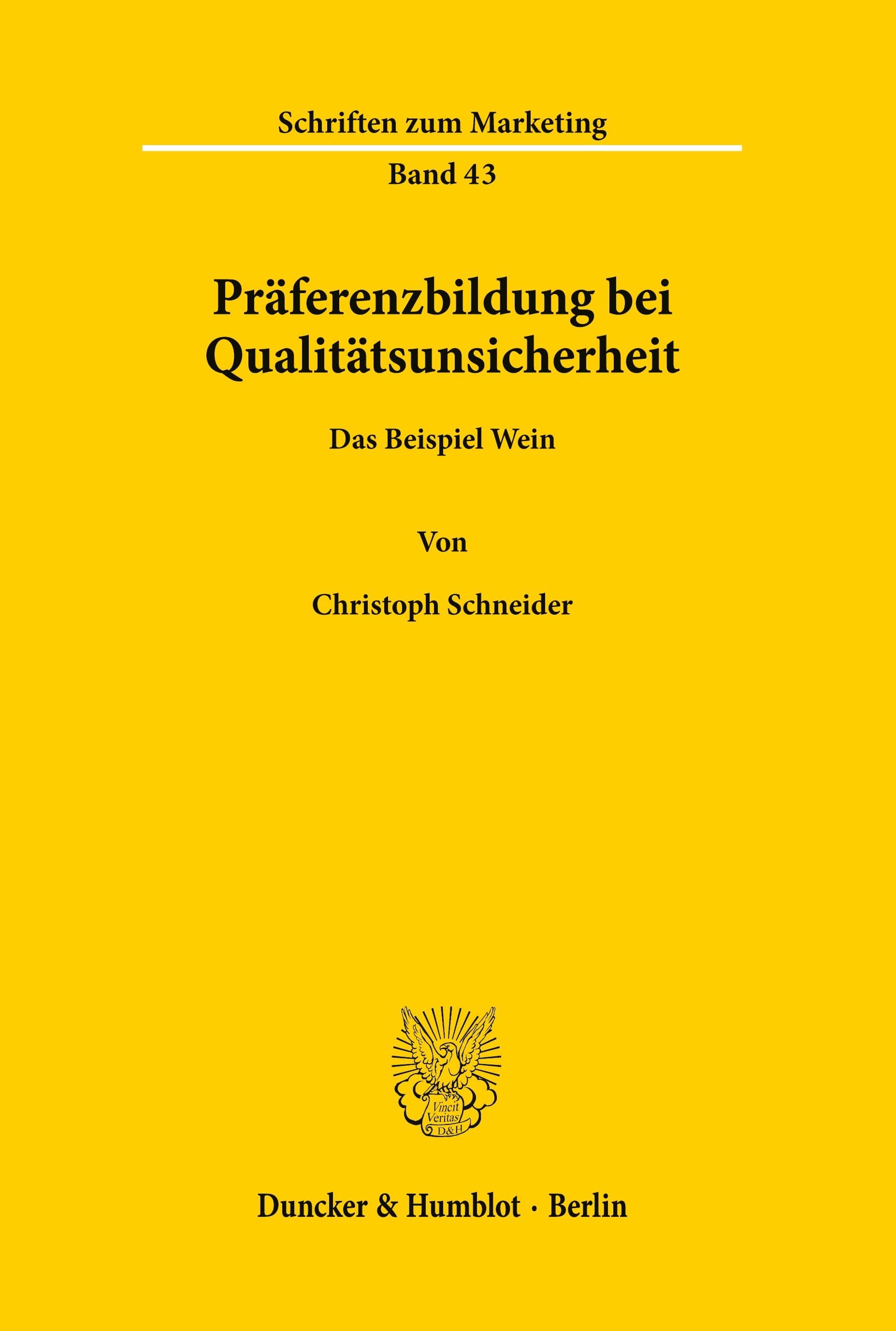 Vorderes Coverbild Präferenzbildung bei Qualitätsunsicherheit.